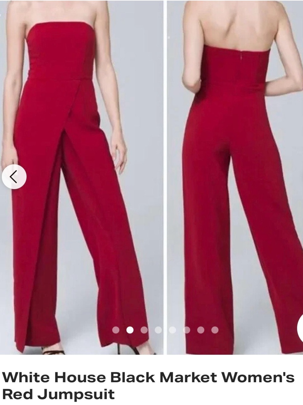 White House Black Market Strapless Red Wide-Leg Jumpsuit